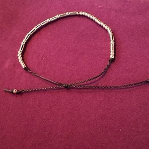 - Hand crafted Morse code bracelet “Block Island” in silver and black. Unique